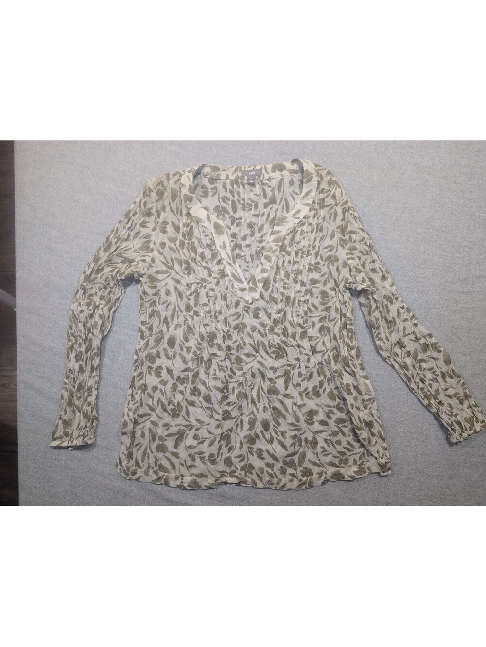J. Jill leaf print sheer blouse size M